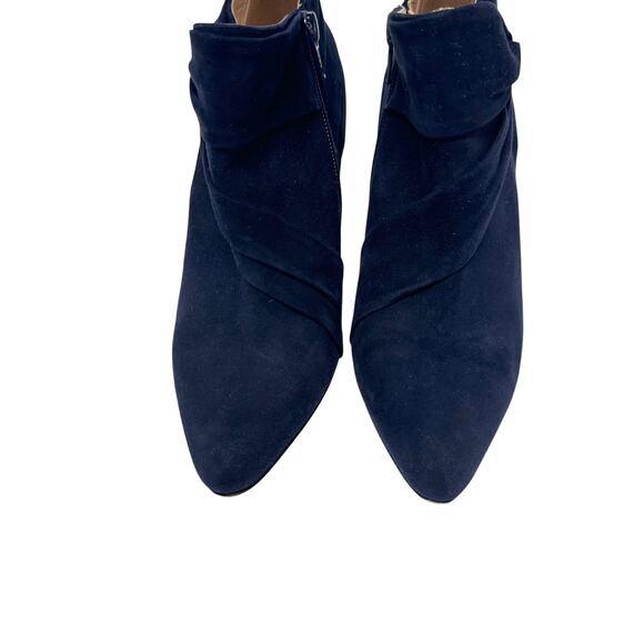 Oscar de la Renta Blue Suede Leather Heeled Ankle Booties Size 36.5/6 Italy - Picture 4 of 7